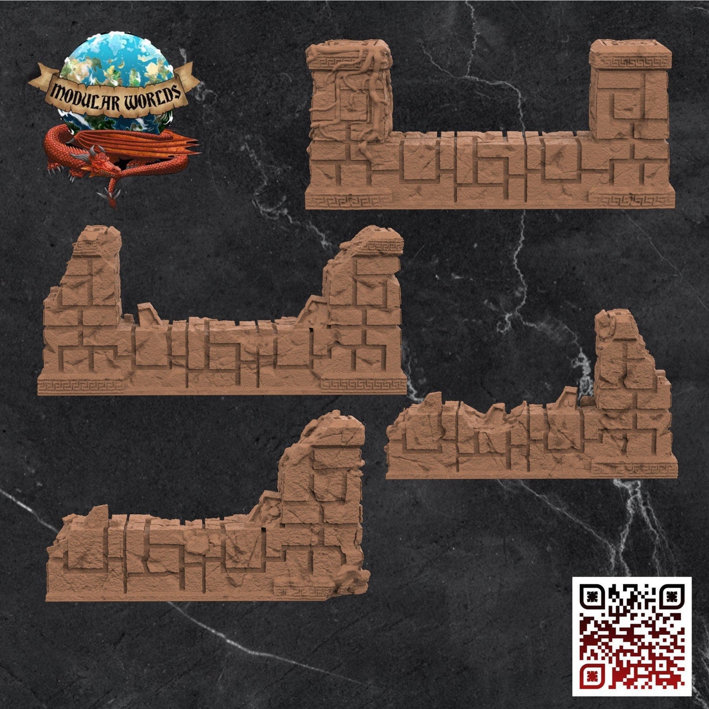 Aztec Ruined Walls (Set of 4)