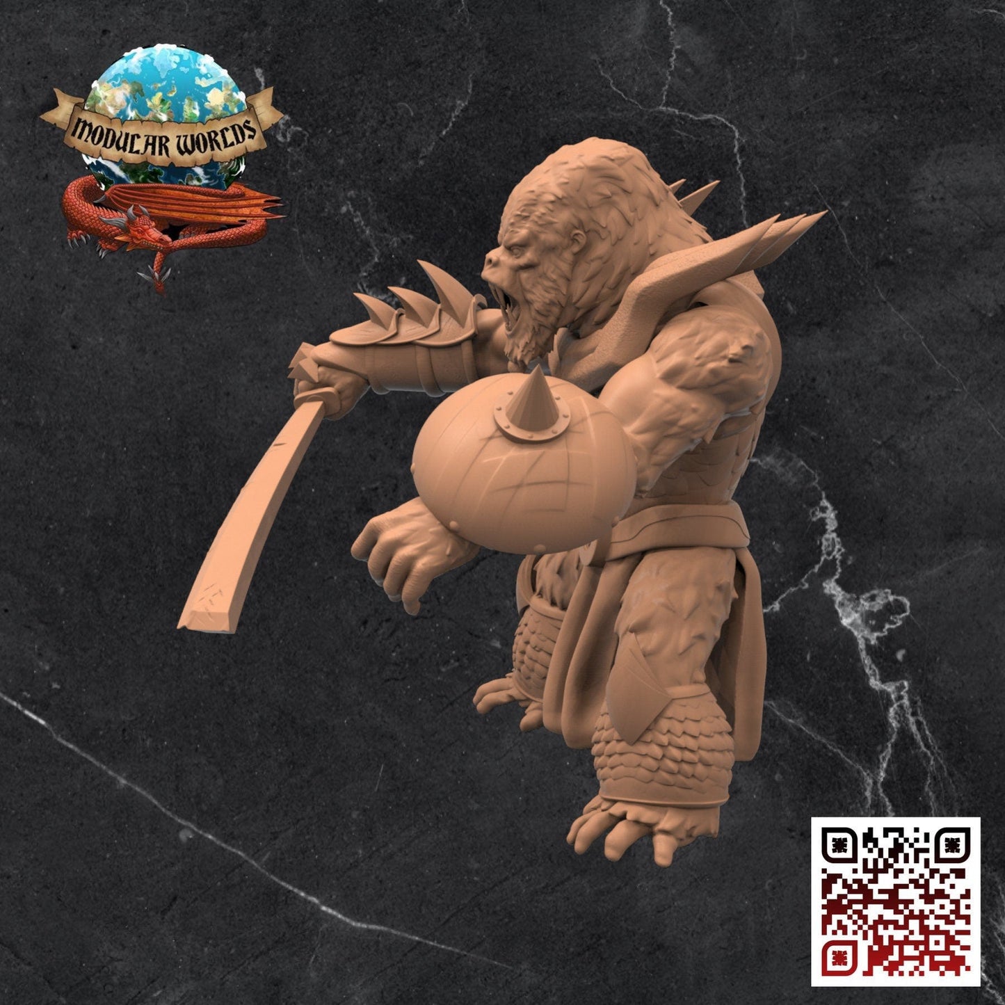 Apefolk Fighter: Tabletop Gaming Miniature (Resin 3D Print)