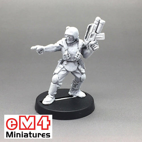 Trooper Leader Pointing with a Military Assault Rifle