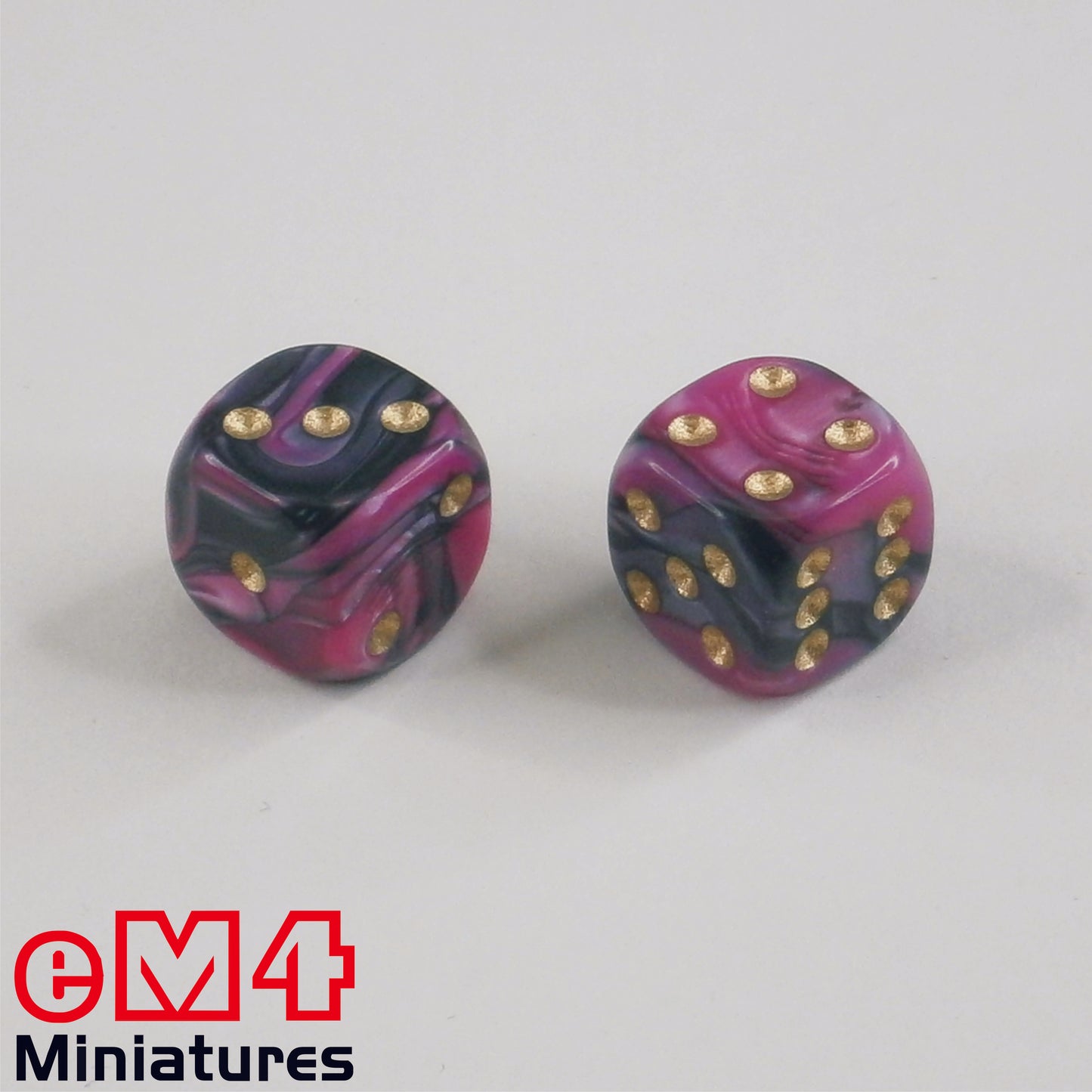 15mm Toxic Spot Dice - Fallout-Pink/Black x 10