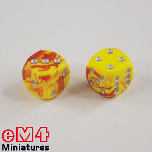 15mm Toxic Spot Dice - Ooze-Yellow/Red x 10