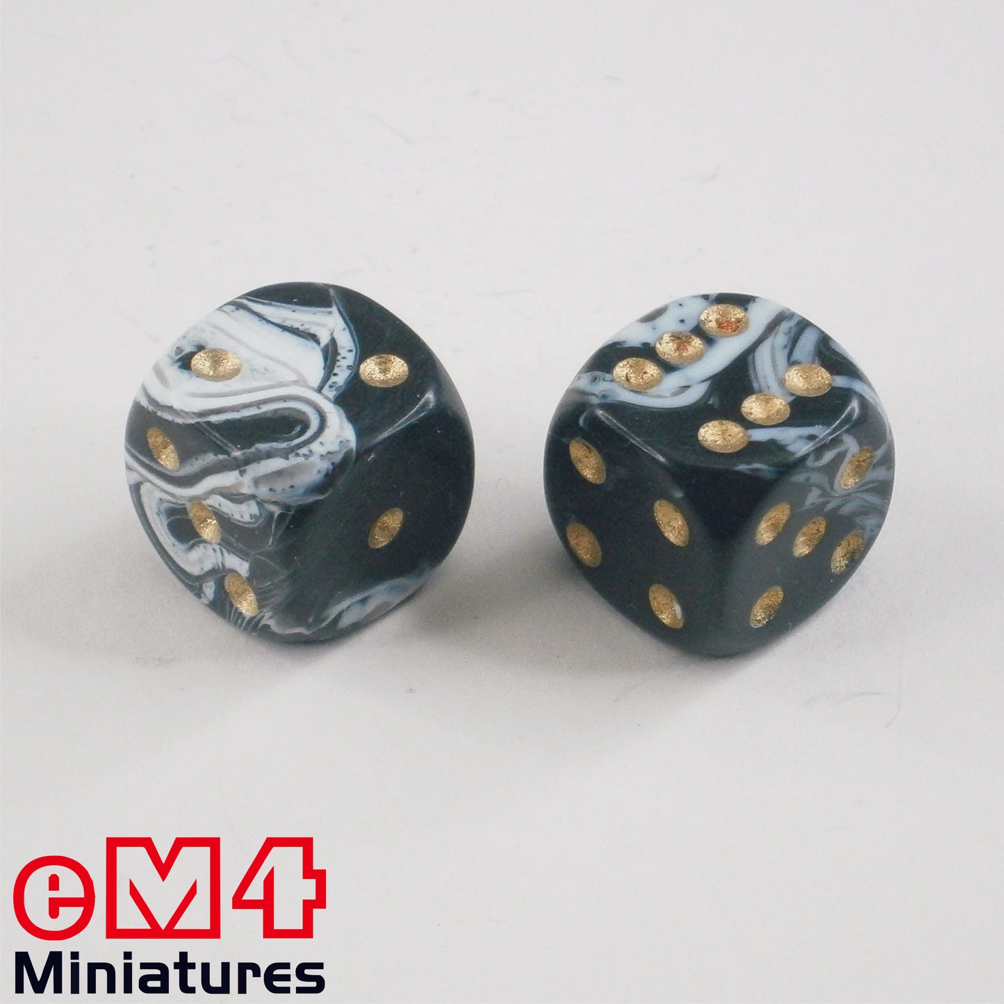 15mm D6 Marble Spot Dice - Black x 10