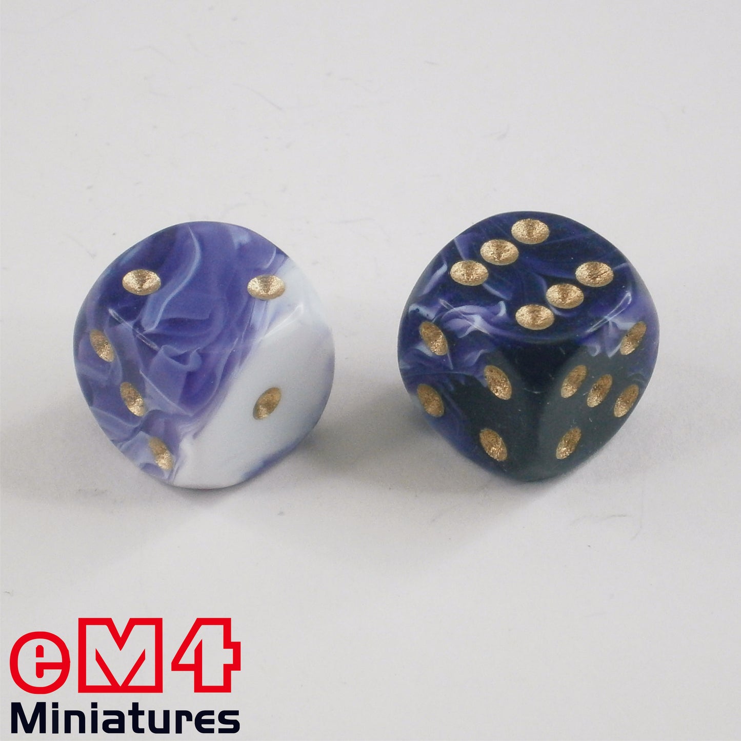 15mm D6 Marble Spot Dice - Purple x 10