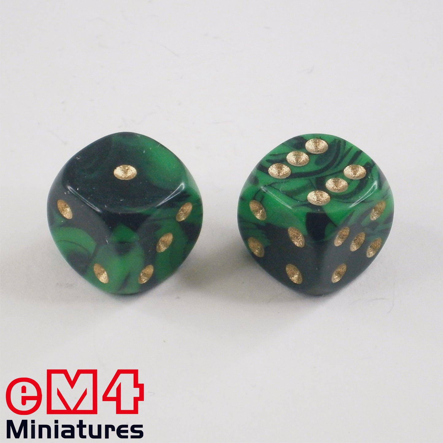 15mm D6 Oblivion Spot Dice - Green x 10
