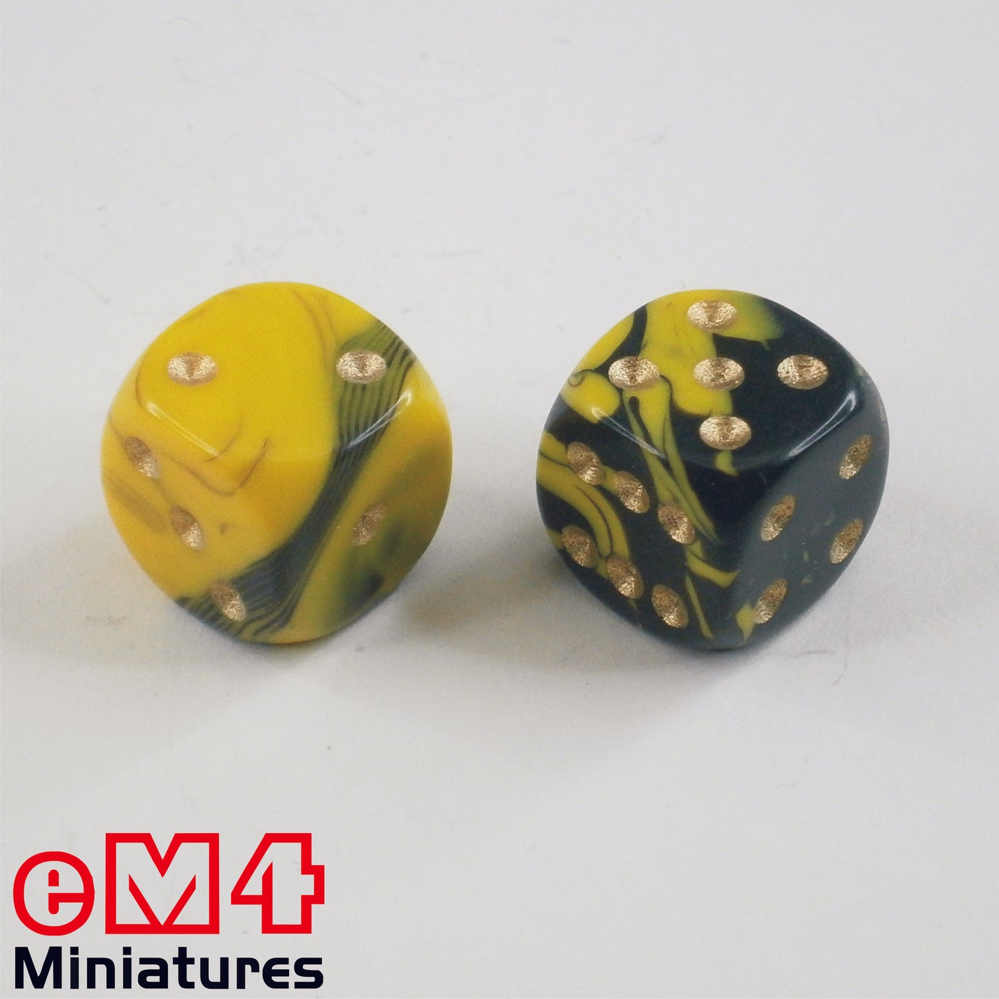 15mm D6 Oblivion Spot Dice - Yellow x 10