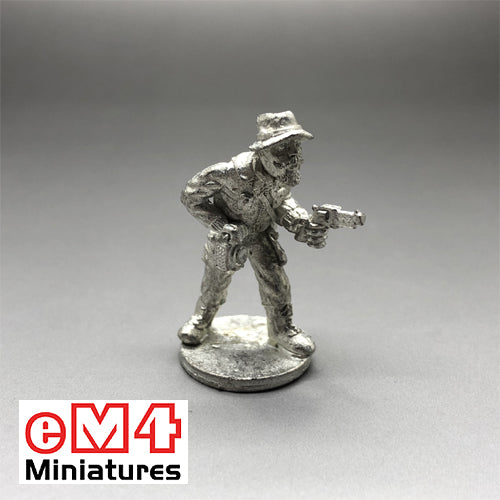 Adventurer With Revolver And Lamp