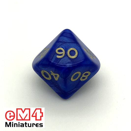 Pearl Blue D10 (00-90) Poly Dice