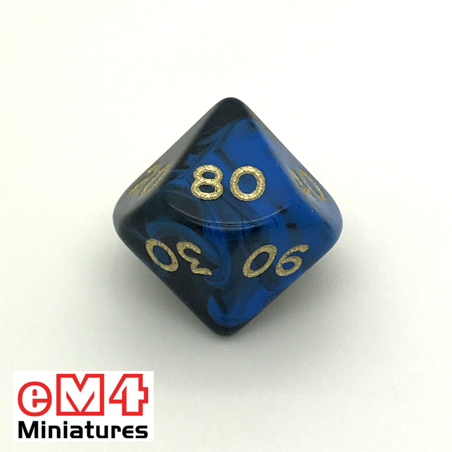 Oblivion Blue D10 (00-90) Poly Dice