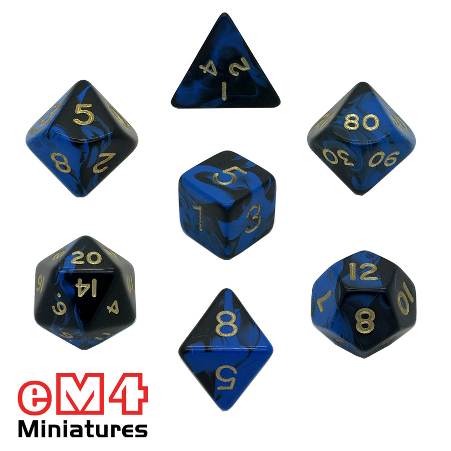 Oblivion Blue 7 Dice Poly Set