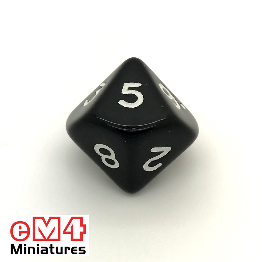 Opaque Black D10 (0-9) Poly Dice