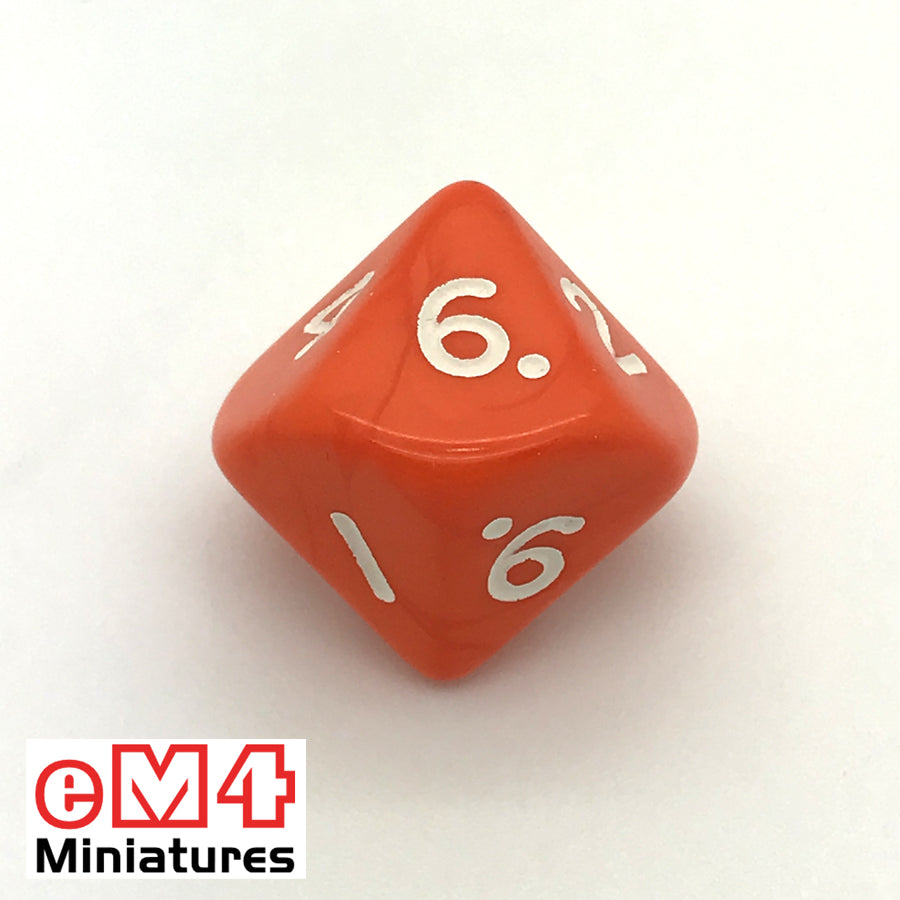 Opaque Orange D10 (0-9) Poly Dice