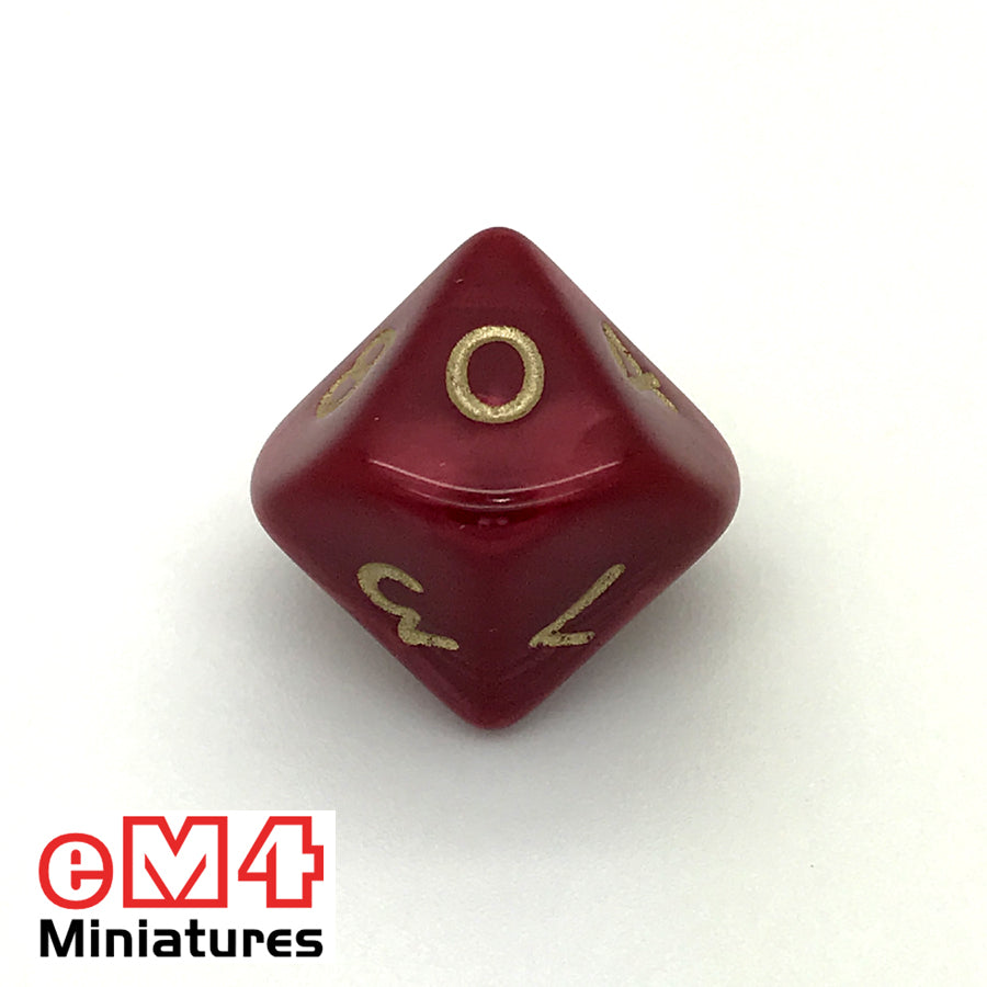 Pearl Red D10 (0-9) Poly Dice