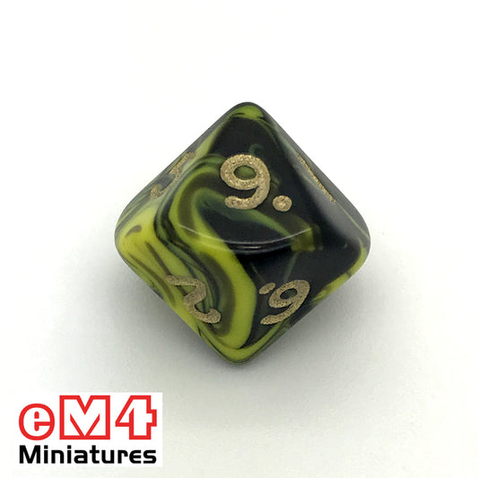 Oblivion Yellow D10 (0-9) Poly Dice