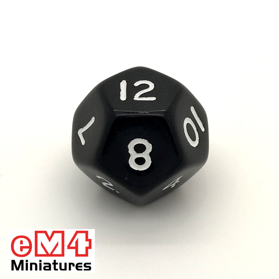 Opaque Black D12 Poly Dice