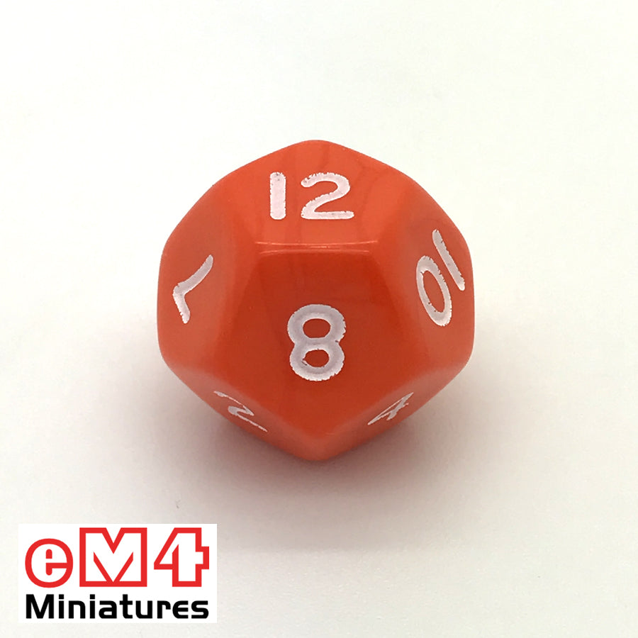 Opaque Orange D12 Poly Dice