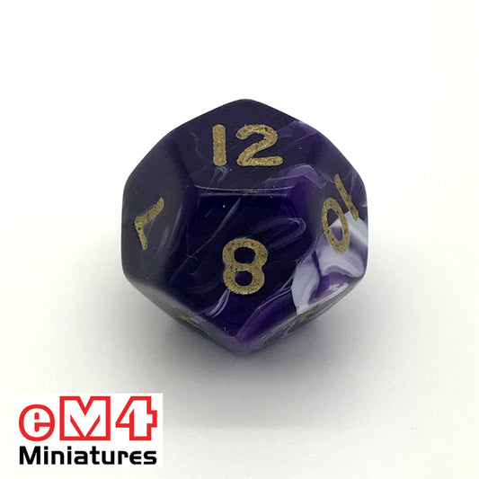 Marble Purple D12 Poly Dice