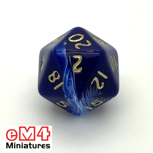 Marble Blue D20 Poly Dice