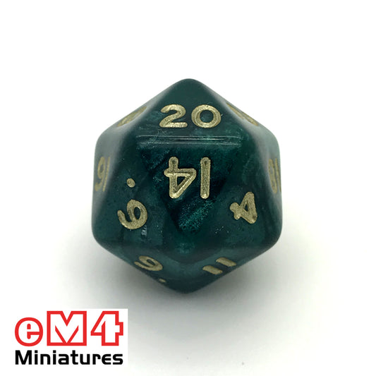 Pearl Green D20 Poly Dice