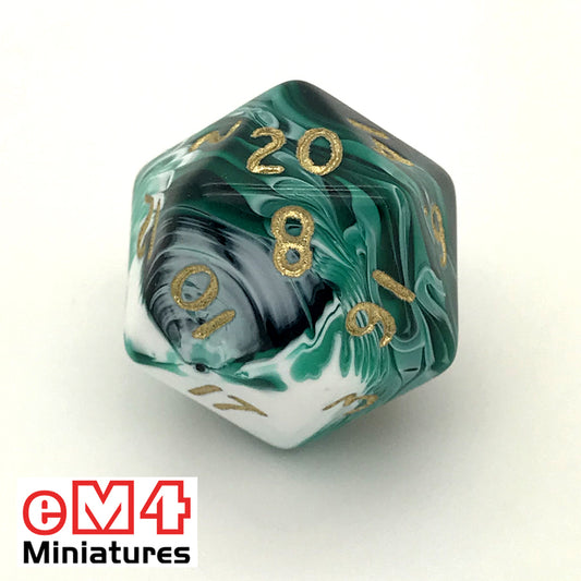 Marble Green D20 Poly Dice