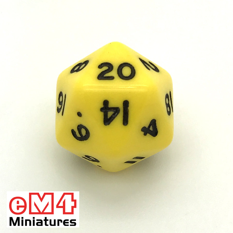 Opaque Yellow D20 Poly Dice