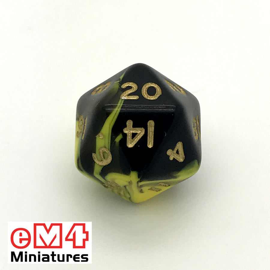 Oblivion Yellow D20 Poly Dice