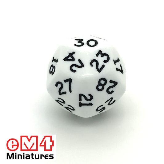 Opaque White D30 Poly Dice