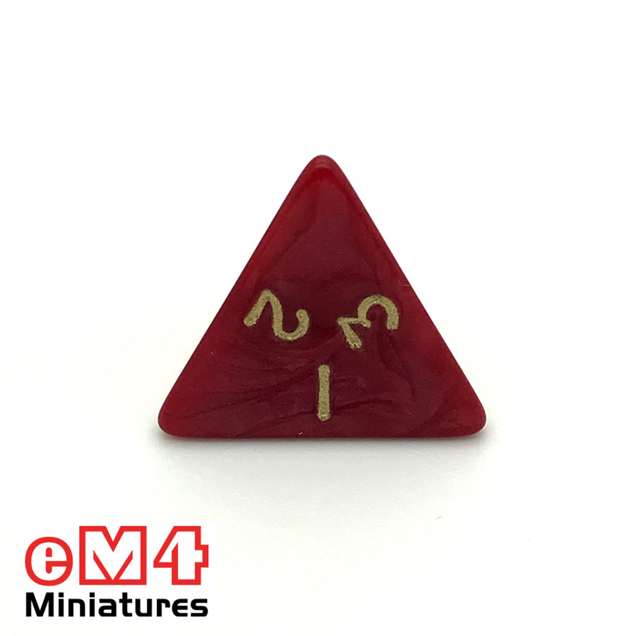 Pearl ,red D4 Poly Dice