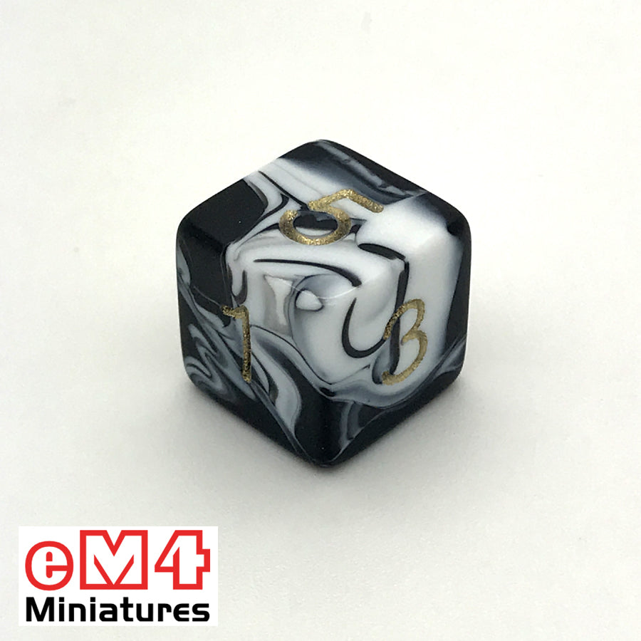 Marble Black D6 Ploy Dice