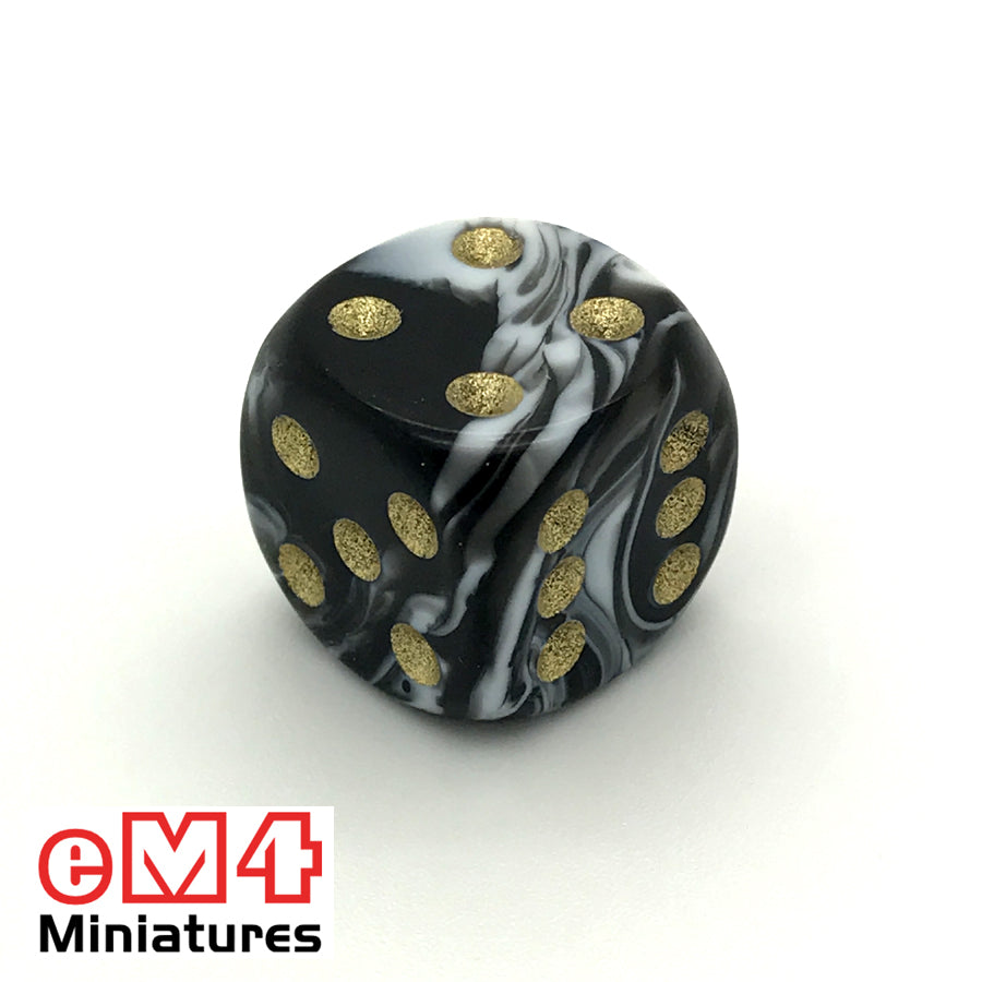 15mm D6 Marble Spot Dice - Black x 10