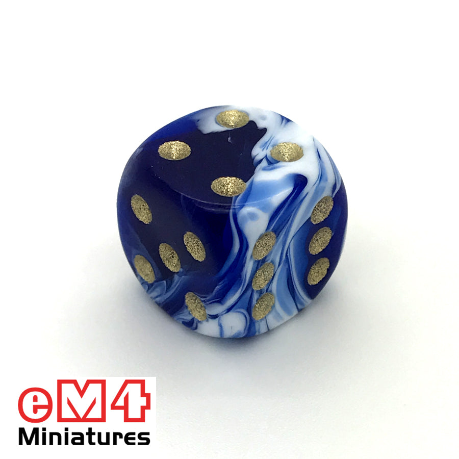 15mm D6 Marble Spot Dice - Blue x 10