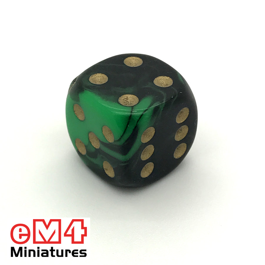 15mm D6 Oblivion Spot Dice - Green x 10
