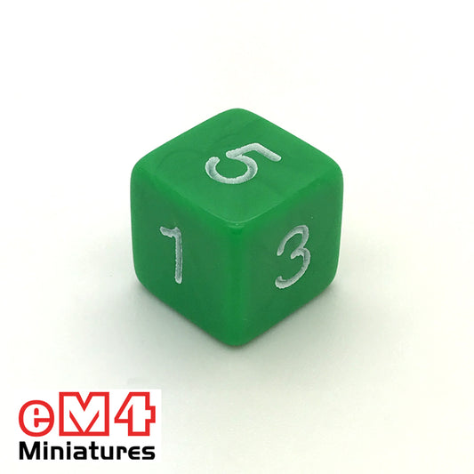 Opaque Green D6 Poly Dice