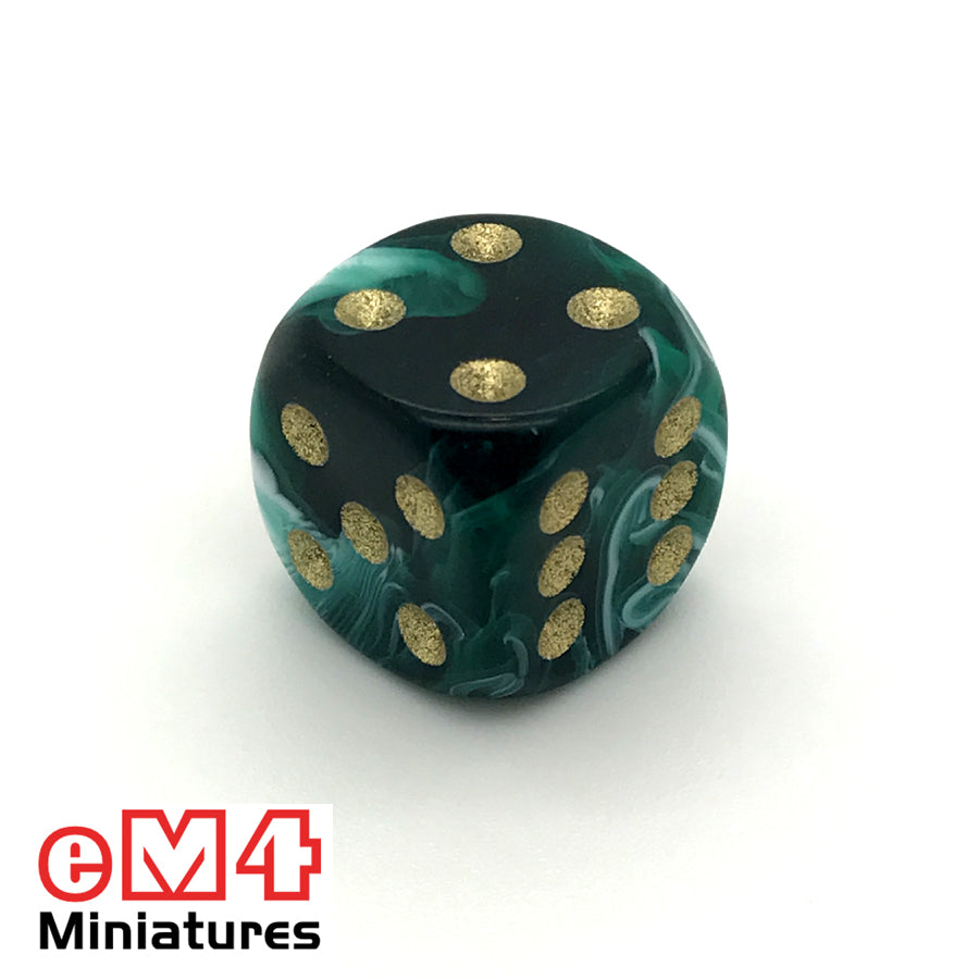 15mm D6 Marble Spot Dice - Green x 10