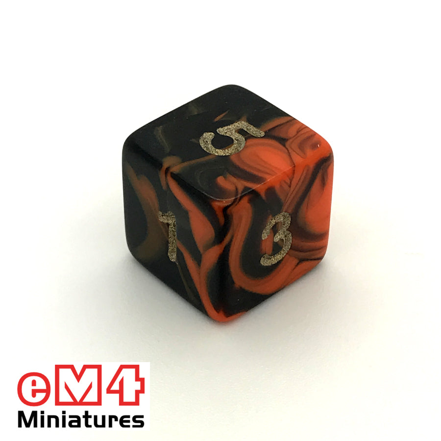 Oblivion Orange D6 Poly Dice