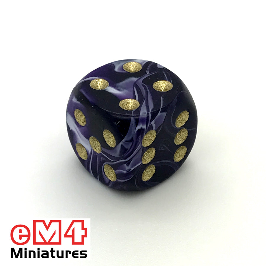 15mm D6 Marble Spot Dice - Purple x 10