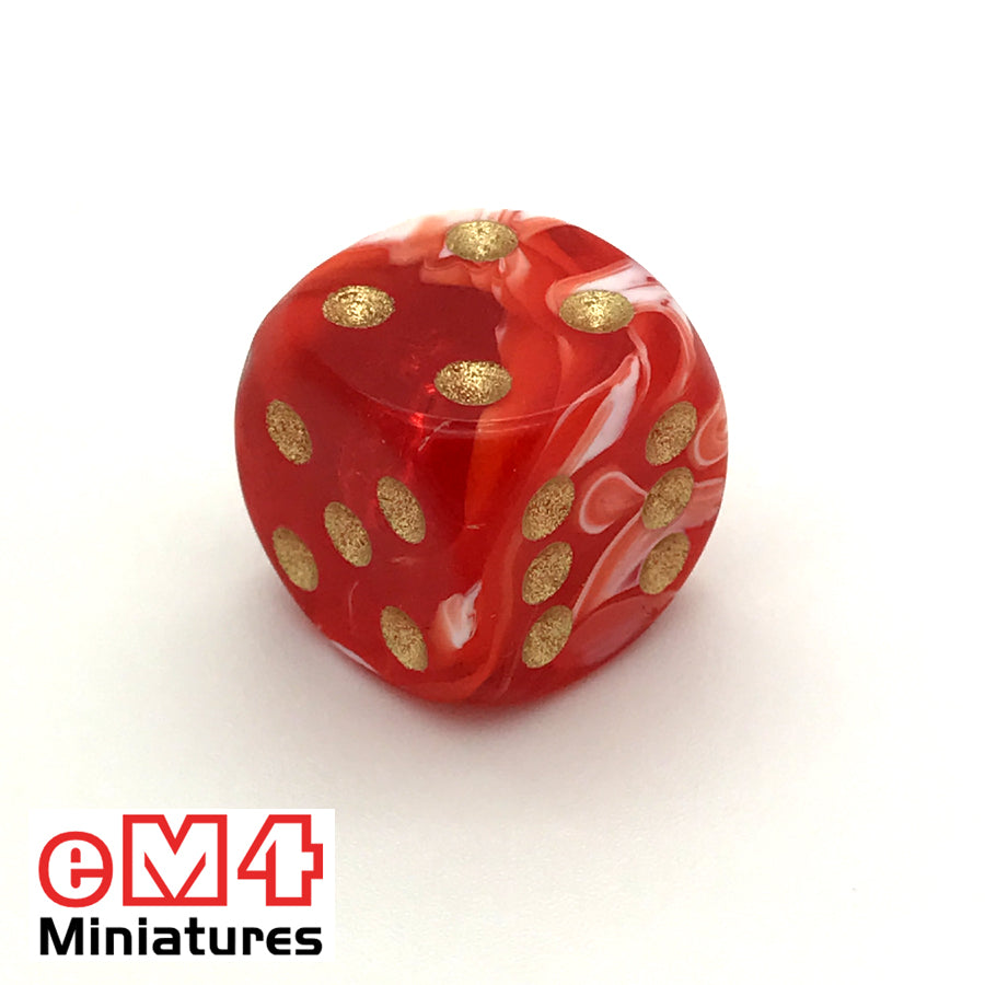 15mm D6 Marble Spot Dice - Red x 10