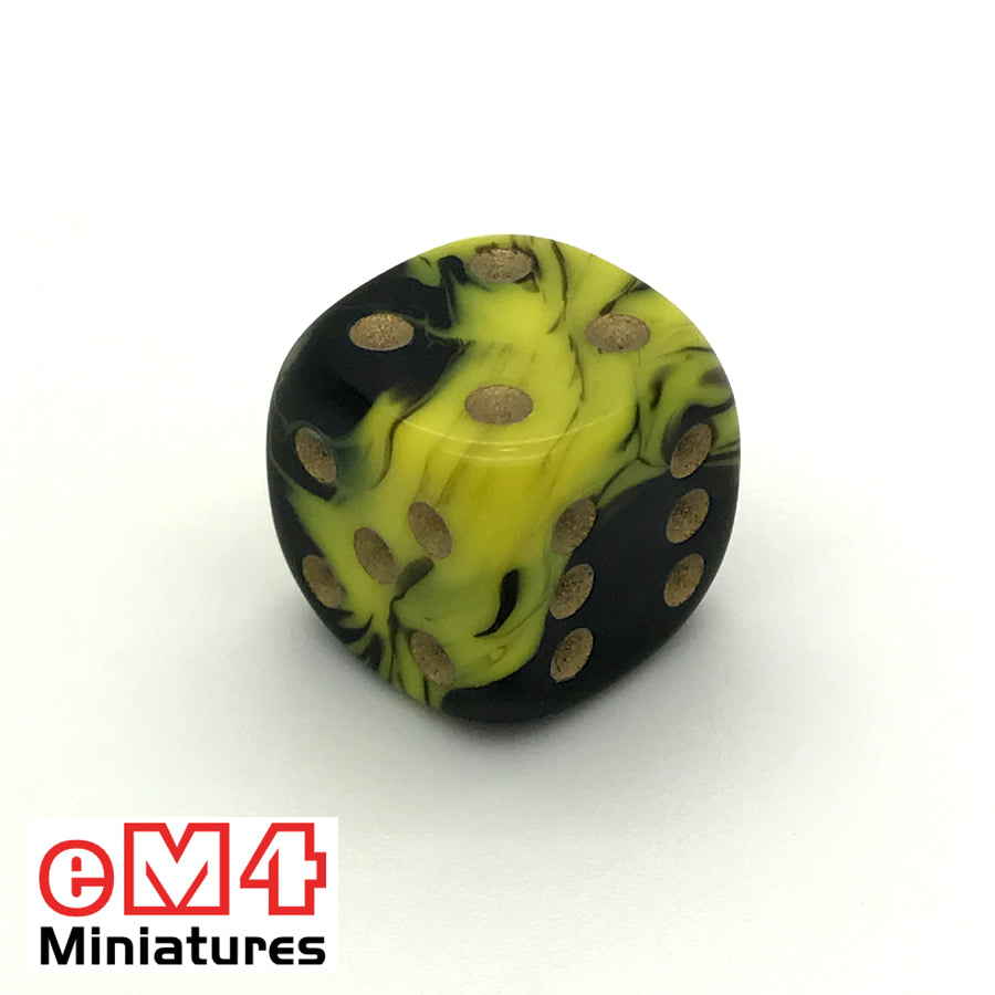 15mm D6 Oblivion Spot Dice - Yellow x 10