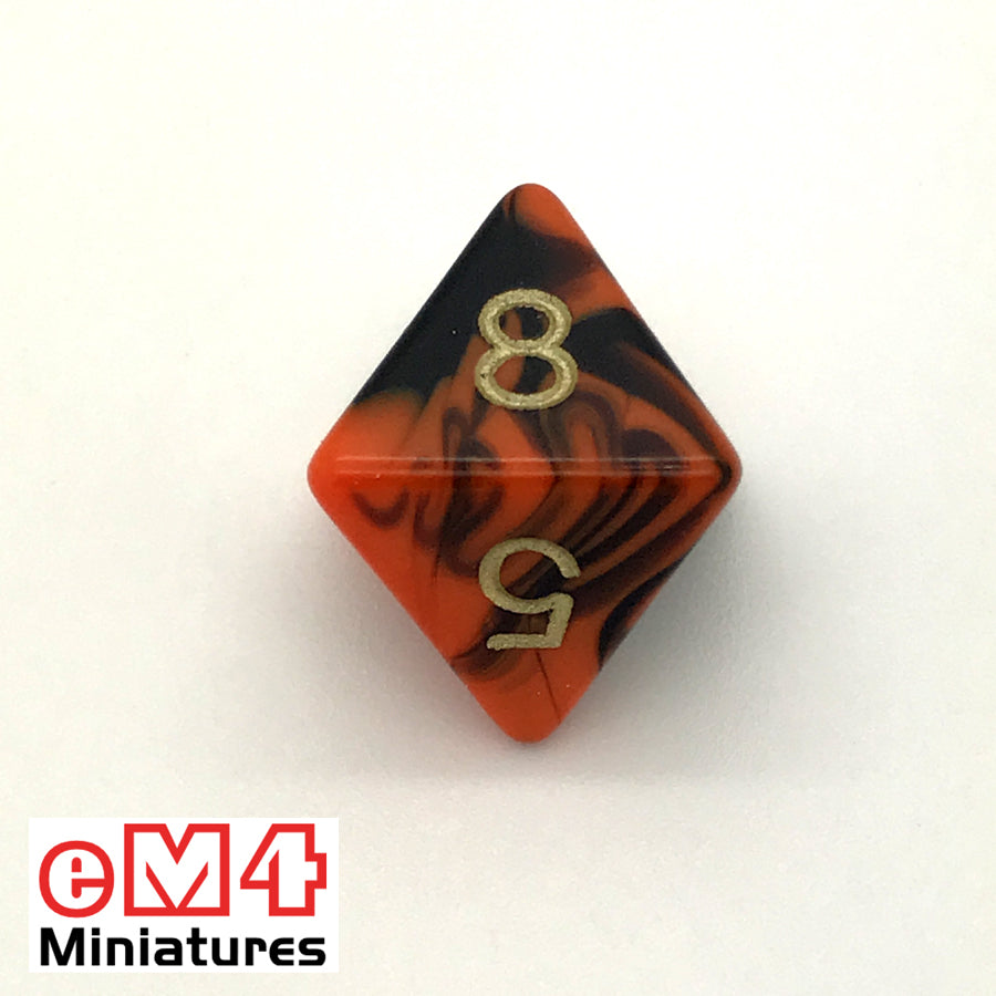 Oblivion Orange D8 Poly Dice