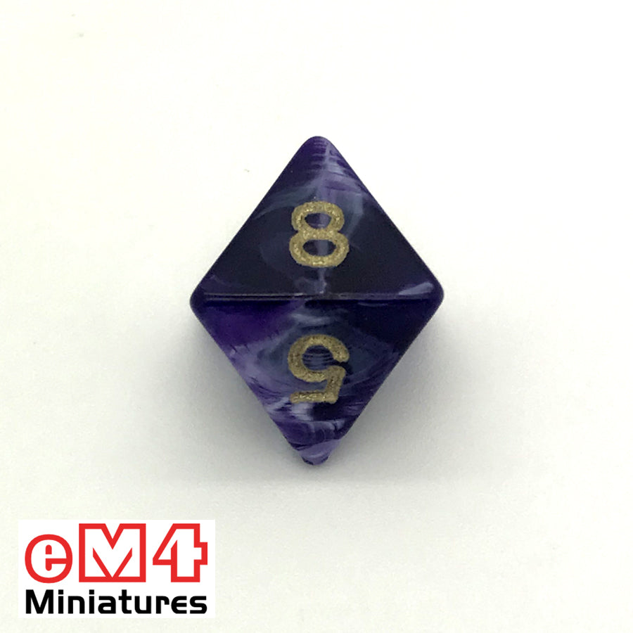 Marble Purple D8 Poly Dice
