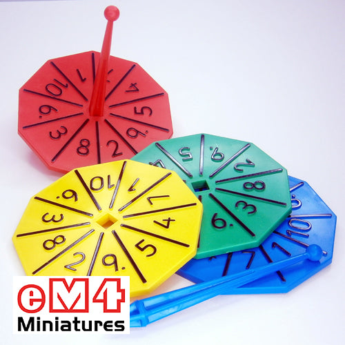Large spinner random number generator marked 1-10 - pack of 4