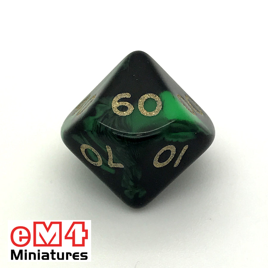 Oblivion Green D10 (00-90) Poly Dice