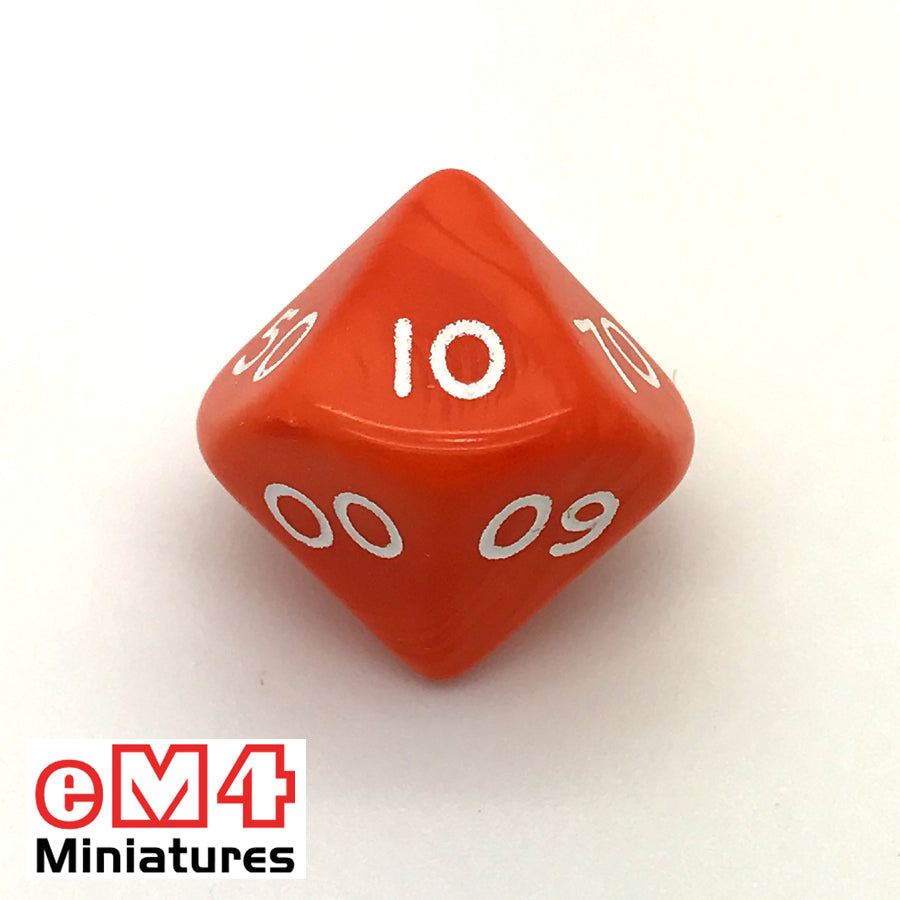 Opaque Orange D10 (00-90) Poly Dice