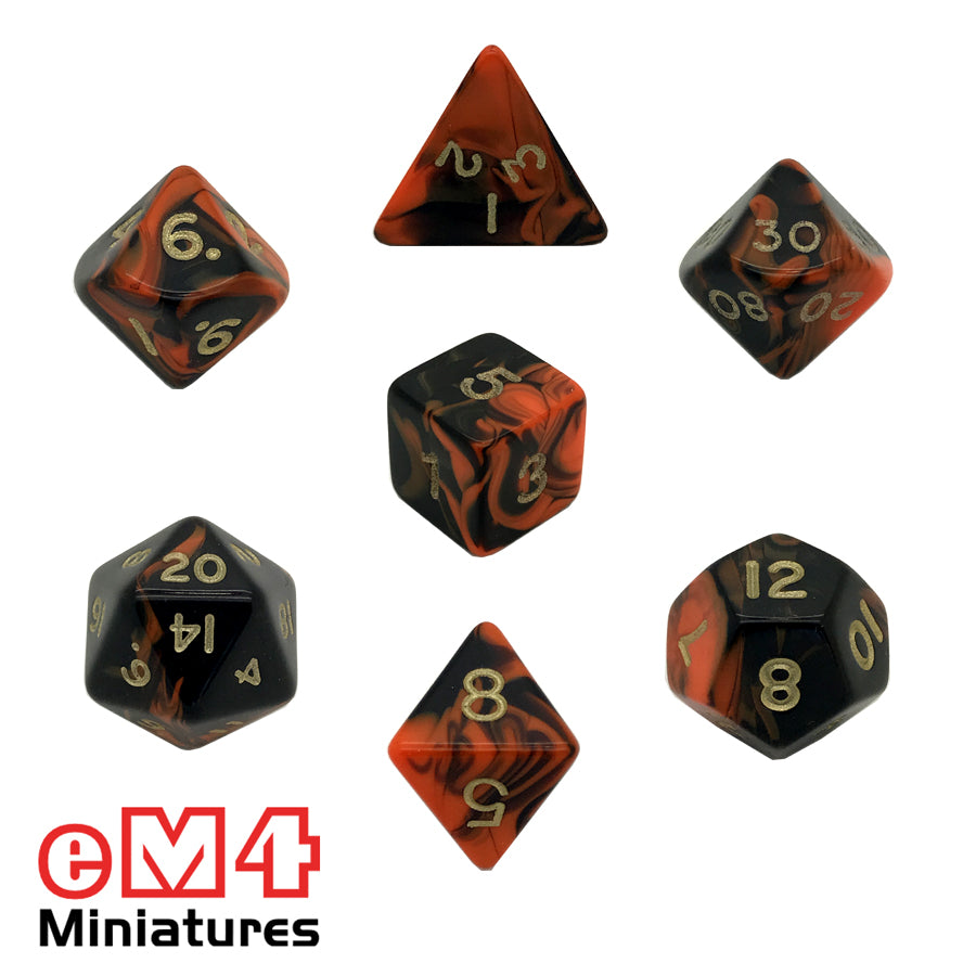 Oblivion Orange 7 Dice Poly Set