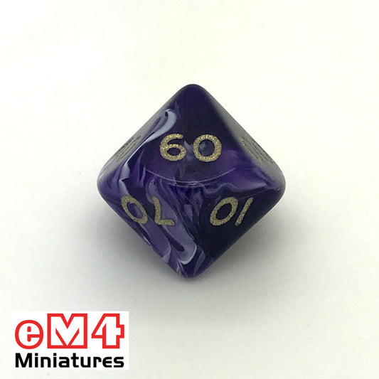 Marble Purple D10 (00-90) Poly Dice
