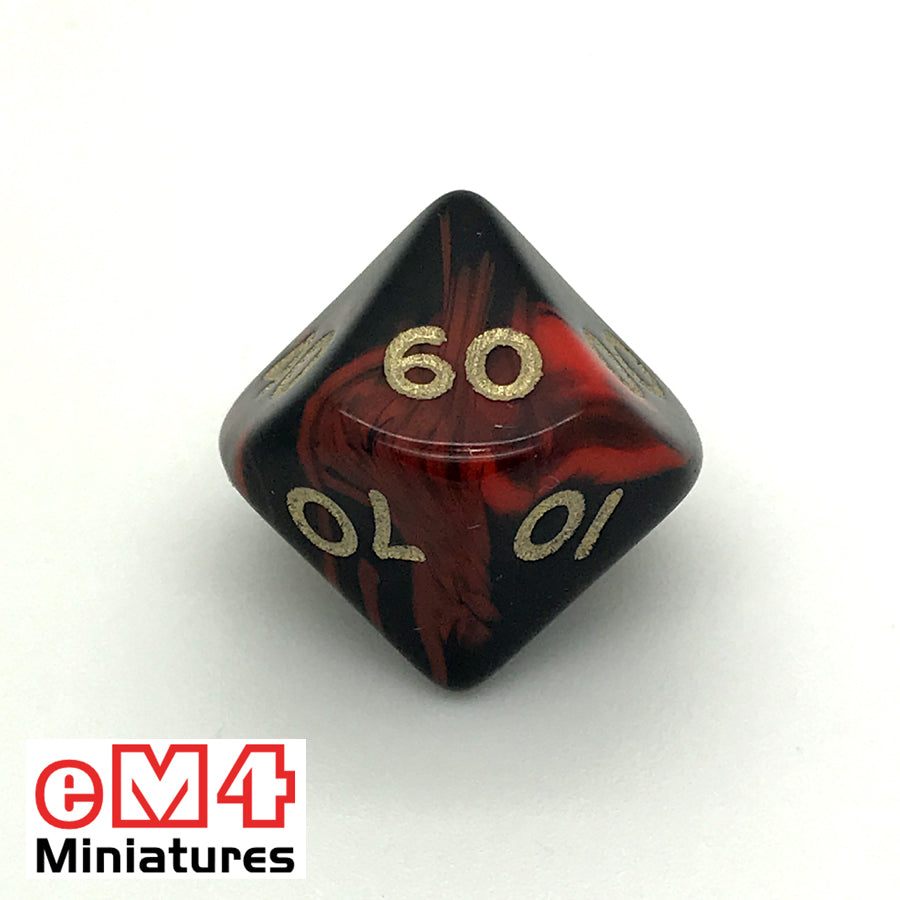 Oblivion Red D10 (00-90) Poly Dice