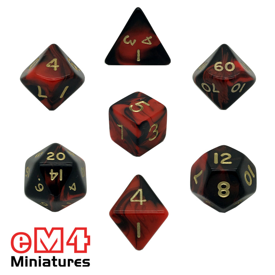 Oblivion Red 7 Dice Poly Set