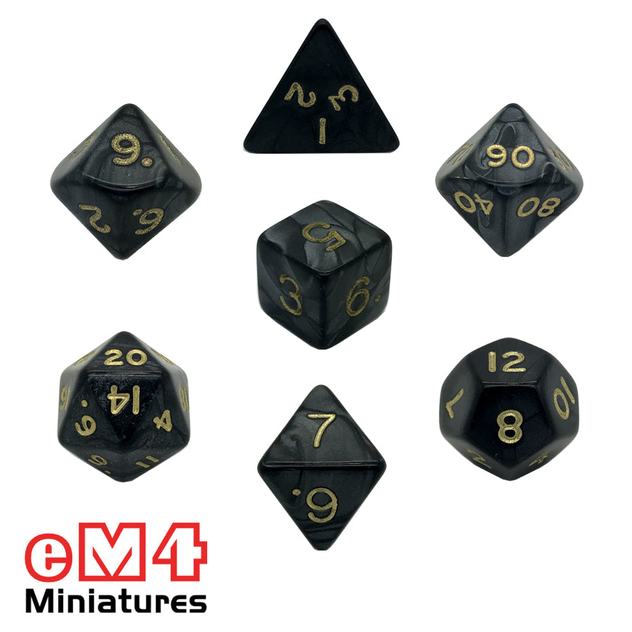 Pearl Black 7 Dice Poly Set