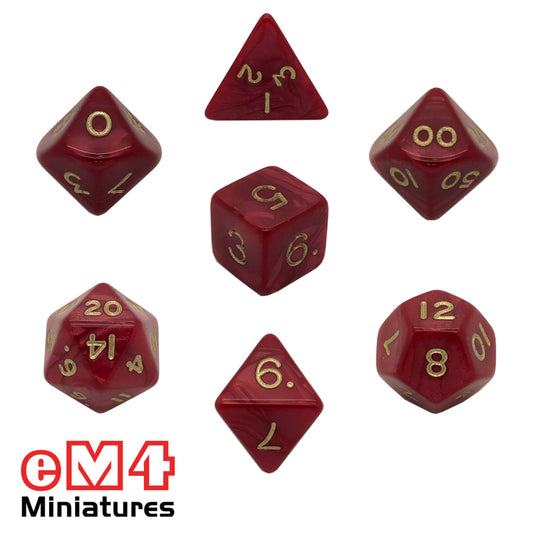 Pearl Red 7 Dice Poly Set