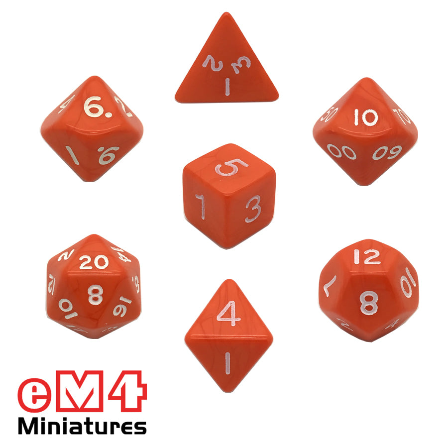 Opaque Orange 7 Dice Poly Set