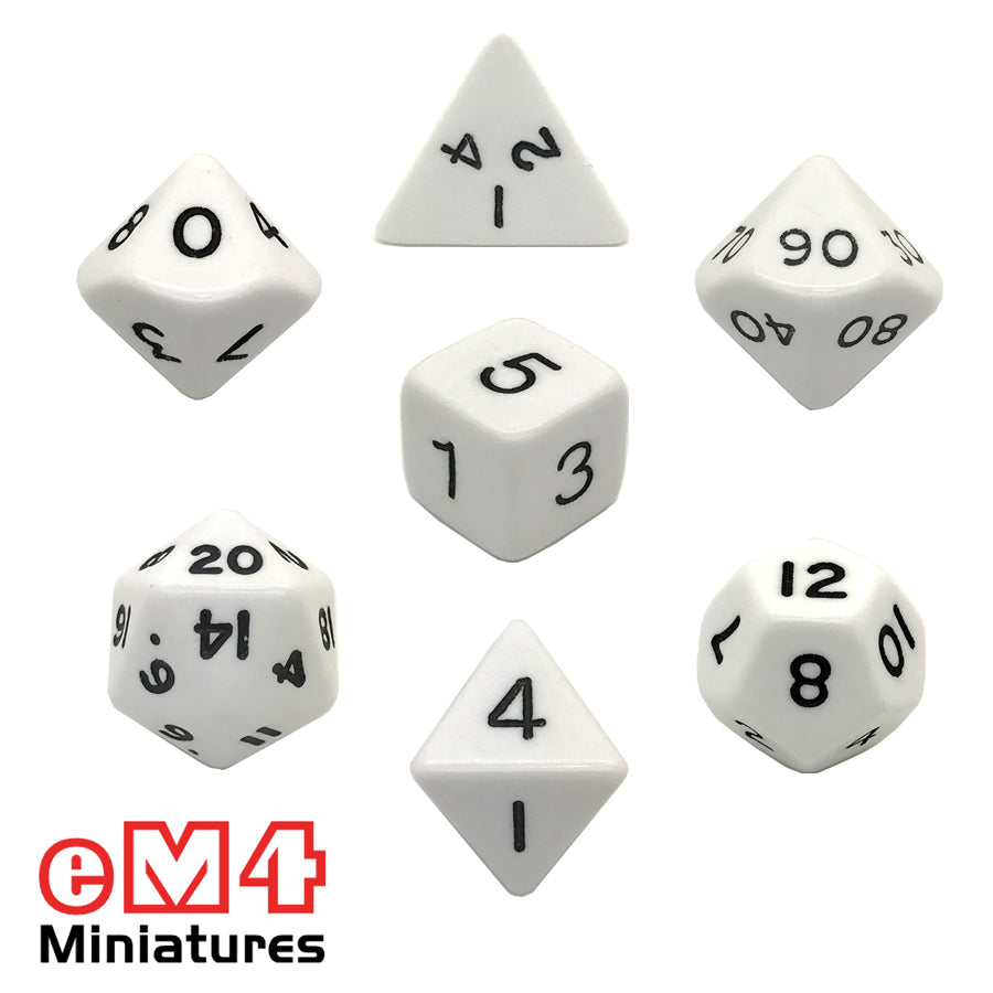 Opaque White 7 Dice Poly Set